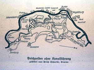 Historischer Deichverlauf noch vor dem Bau des Umflutkanals (aus: Riecke S.270)
