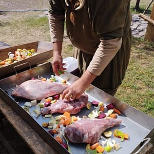 Es gab Wildschwein mit Gemüse und Schmorkraut